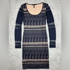 BCBGMaxazria Dress Womens Extra Small Crochet Sheath Bodycon Sexy Night Out